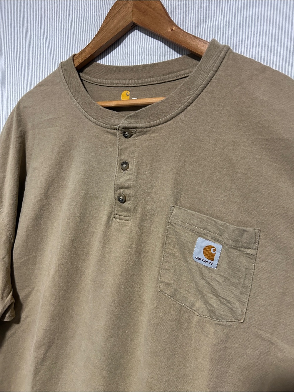 Carhartt Short-Sleeve Henley Pocket Tee in Tan Brown